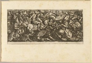 Kavallerieangriff mit Soldaten und niedergetrampelten Pferden von Antonio Tempesta