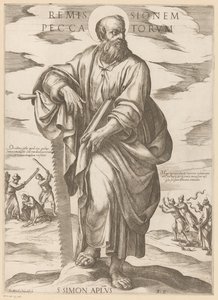 Der heilige Simon (Remissionem peccatorum, Christus, Maria und die Apostel)