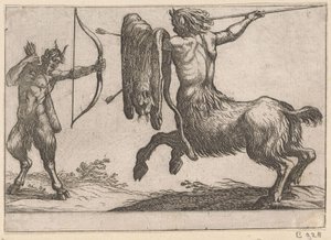 Ein Zentaur greift einen Satyr an von Antonio Tempesta