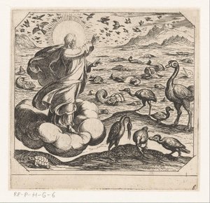 Gott erschafft die Vögel und die Fische von Antonio Tempesta