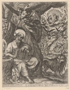 H. Hieronymus in der Wildnis, das Jüngste Gericht betrachtend von Antonio Tempesta