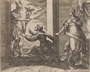 Merkur verwandelt Aglauros in Stein von Antonio Tempesta