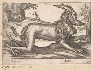 Monströses Wesen (Satirus / Satiro, Tiere und Fabelwesen, Nova raccolta de li animali piu curiosi del mondo)