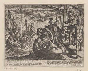 Niederländische und römische Schiffe am Rhein