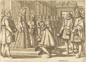 Philipp von Spanien vor Margarete von Österreich von Antonio Tempesta