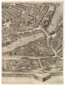Plan der Stadt Rom. Teil 10 mit dem Tiber und der Villa Farnesina