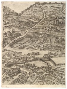 Plan der Stadt Rom. Teil 5 mit den Caracalla-Thermen, der Santa Sabina und einem Teil von..., 1645 von Antonio Tempesta