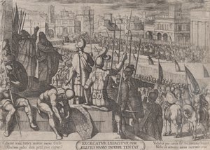 Platte 20: Elisa bringt die geblendete syrische Armee zum König von Israel, ca. 1590-ca. 1610 von Antonio Tempesta