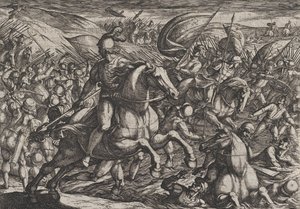 Tafel 30: Cerialis treibt die Niederländer in den Rhein, aus Der Krieg der Römer gegen die...