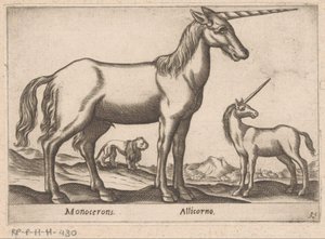 Zwei Einhörner und ein Löwe von Antonio Tempesta