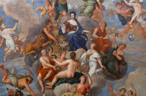 Königin Anne umgeben von einer Vielzahl personifizierter Tugenden, Detail der Decke des Queen