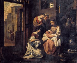 Die Geburt des Heiligen Franziskus. Gemälde von Antoni Viladomat i Manalt (1678-1755) 18. Jahrhundert Barcelona. Museu Nacional d