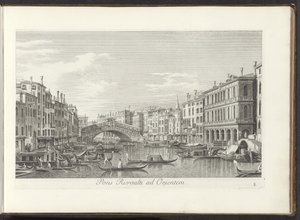 Ansicht des Canal Grande und der Rialtobrücke in Venedig von Antonio Visentini
