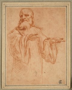 Der heilige Benedikt, nach links gestikulierend: Studie für die Krönung der Jungfrau von Antonio da Correggio