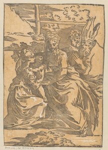 Weibliche Heilige empfängt das Christuskind von Antonio da Trento (possibly)