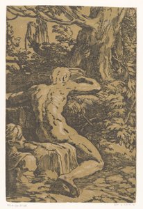 Nackter Mann in einer Landschaft von Antonio da Trento