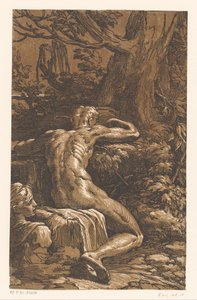 Nackter Mann in einer Landschaft von Antonio da Trento