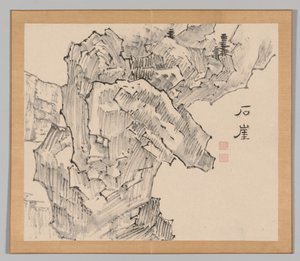 Doppelalbum mit Landschaftsstudien nach Ikeno Taiga, Band 1 Blatt 19, 18. Jahrhundert von Aoki Shukuya