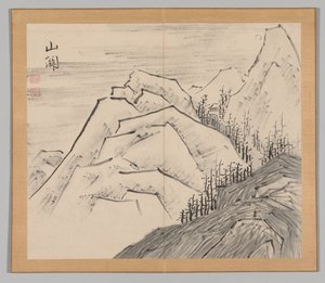 Doppelalbum mit Landschaftsstudien nach Ikeno Taiga, Band 1 Blatt 29, 18. Jahrhundert von Aoki Shukuya
