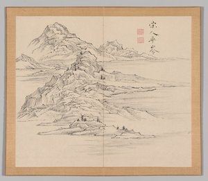 Doppelalbum mit Landschaftsstudien nach Ikeno Taiga, Band 1 Blatt 35, 18. Jahrhundert