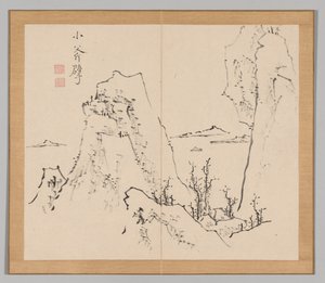 Doppelalbum mit Landschaftsstudien nach Ikeno Taiga, Band 1 Blatt 8, 18. Jahrhundert