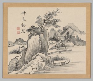 Doppelalbum von Landschaftsstudien nach Ikeno Taiga, Band 2 Blatt 14, 18. Jahrhundert