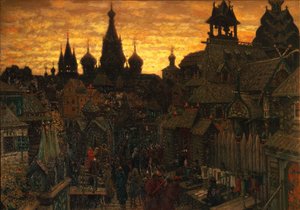 Altes Moskau. Straße in Kitai-Gorod im 17. Jahrhundert, 1900