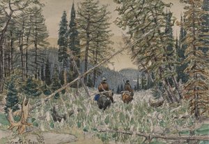 Jäger zu Pferd in einem Kiefernwald von Apollinari Mikhailovich Vasnetsov