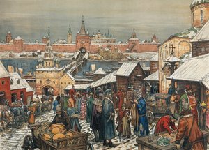 Marktplatz von Nowgorod, Ende des 19. - Anfang des 20. Jahrhunderts