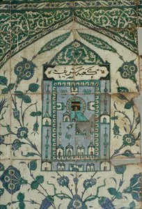 Fliese mit Darstellung von Mekka, 16.-17. Jahrhundert von Arabic School