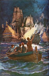Englische Brandschiffe greifen die spanische Armada an