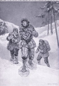 Durch wegloses Ödland nach Labrador (Donald Smith), Illustration aus Cassells Romance of Famous Lives, ca. 1940 von Archibald Webb