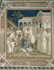 Der schwere Stein (Detail) aus dem Leben des heiligen Benedikt (ca. 480-550), in der Sakristei, 1387 von Aretino Luca Spinello or Spinelli