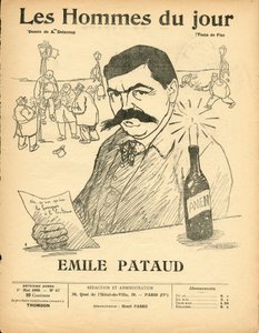 Titelblatt von „Les Hommes du jour“, Satirisch in Schwarz-Weiß