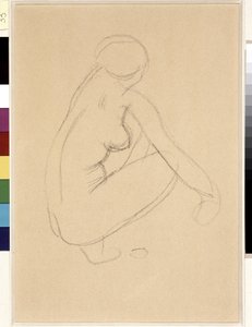 Nackt hocken. Zeichnung von Aristide Maillol (1861-1944). Bleistift auf Papier. Maße: 32x23cm. Musée Cantini, Marseille von Aristide Maillol