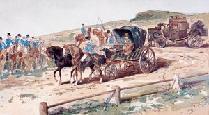 Ein Postillion auf einem Kutschpferd, 19. Jahrhundert, 1886 von Armand Jean Heins