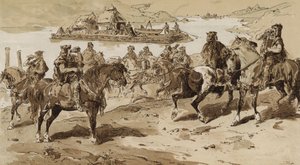 Muschelbläser und Floß in primitiven Zeiten von Armand Jean Heins