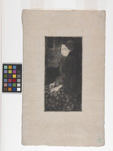 Femme assise avec chapeau à plumes (Sitzende Frau mit Federhut) von Armand Séguin