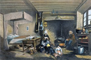 Innenraum eines Bauernhauses in Royat von Armand Theophile Cassagne