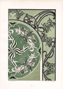 Insektenmotive in grüner Ornamentkomposition von Arnold Lyongrün