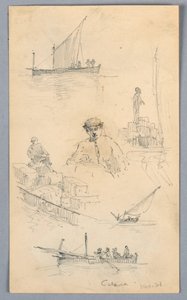 Skizzen im Hafen von Catania von Arnold William Brunner