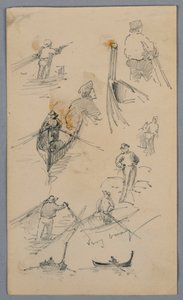 Skizzen von Figuren auf Booten von Arnold William Brunner