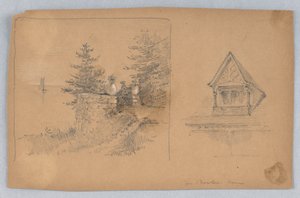 Zwei Skizzen von Mr. Bowles Zuhause von Arnold William Brunner