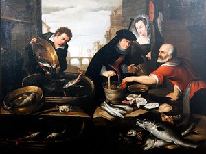 Ein Fischverkäuferstand