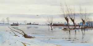 Winterlandschaft mit überflutetem Fluss, 1889 von Arthur Anderson Fraser