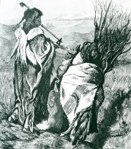 Hiawatha und Minne-Ha-Ha, graviert von Joseph Swain (1820-1909) 1870 (Gravur) (s/w Foto) von Arthur Boyd (after) Houghton