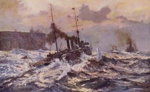 Kriegsschiffe der australischen Marine verlassen den Hafen von Sydney von Arthur C. Burgess