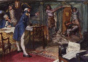Nelson lässt sich den Sarg von Kapitän Hallowell gegen die Schottwand seiner Kabine stellen
