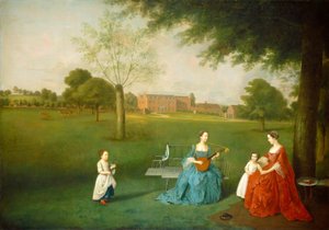 Mitglieder der Maynard-Familie im Park von Waltons, ca. 1755-1762