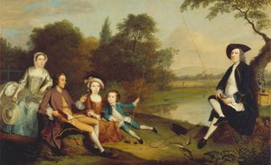 Porträt einer Familie, traditionell bekannt als die Familie Swaine von Fencroft, Cambridgeshire von Arthur Devis
